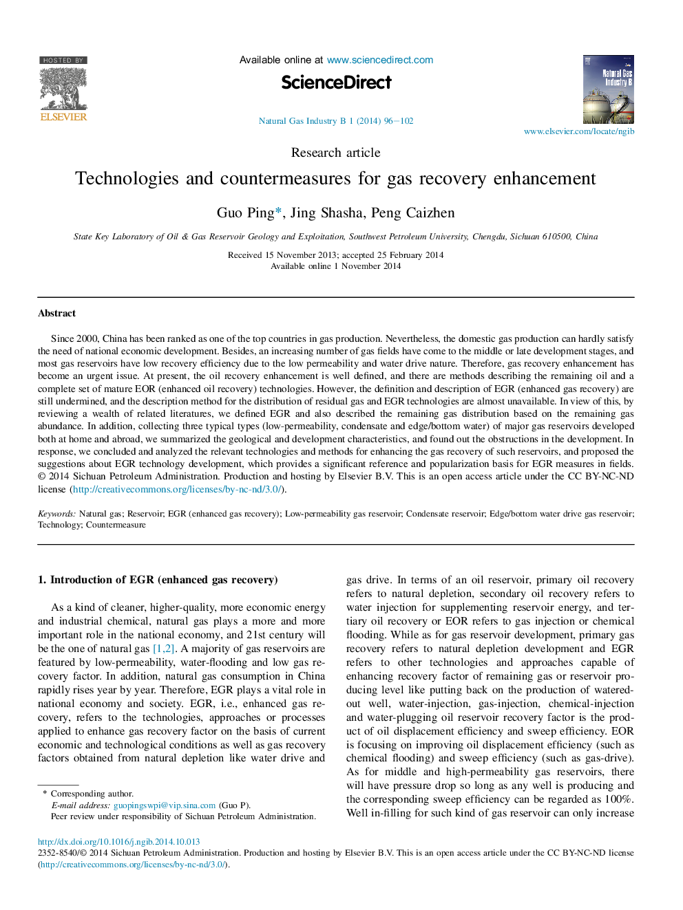 Technologies and countermeasures for gas recovery enhancement 