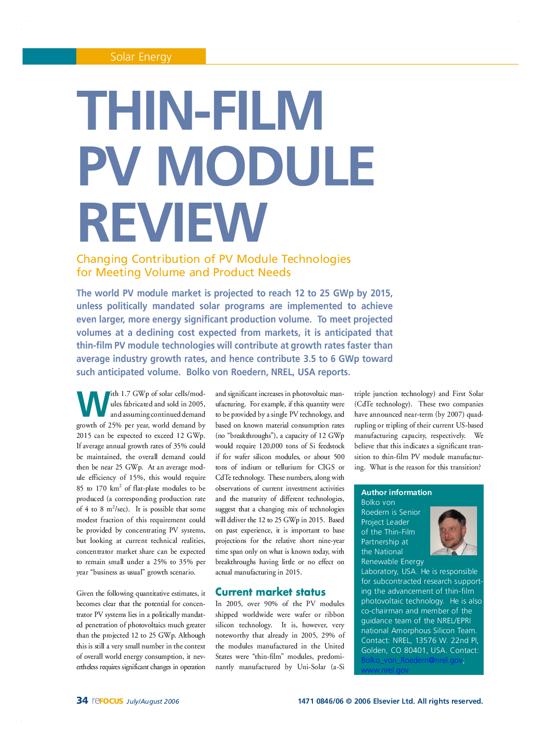 Thin-film PV module review: Changing contribution of PV module technologies for meeting volume and product needs