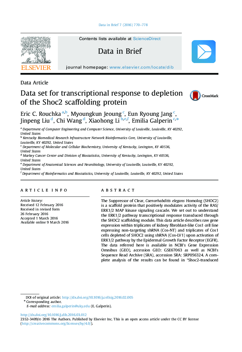 Data set for transcriptional response to depletion of the Shoc2 scaffolding protein