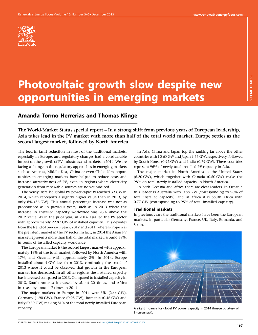Photovoltaic growth slow despite new opportunities in emerging markets