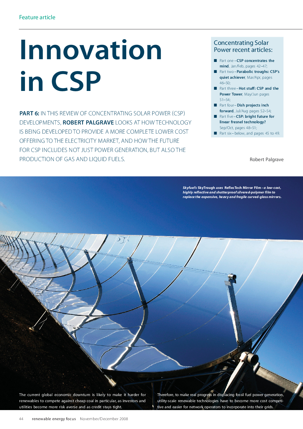 Innovation in CSP