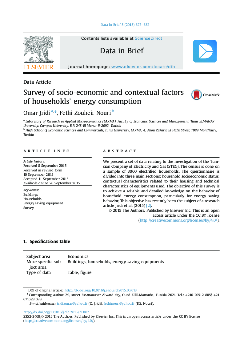 Survey of socio-economic and contextual factors of households׳ energy consumption