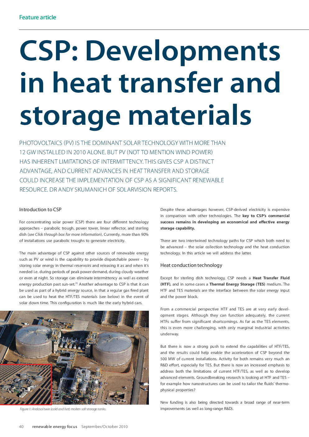 CSP: Developments in heat transfer and storage materials