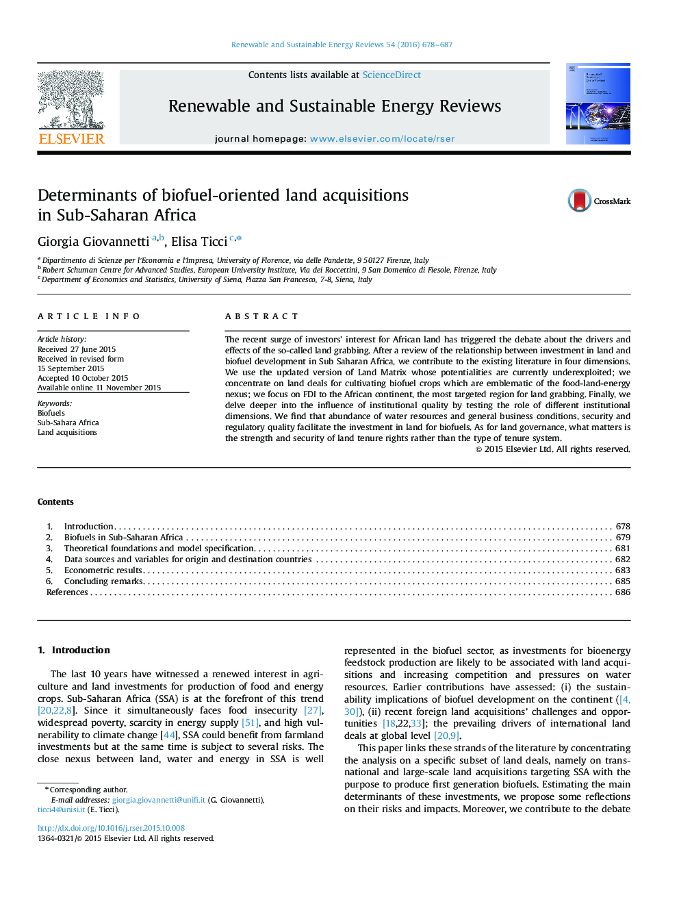 Determinants of biofuel-oriented land acquisitions in Sub-Saharan Africa