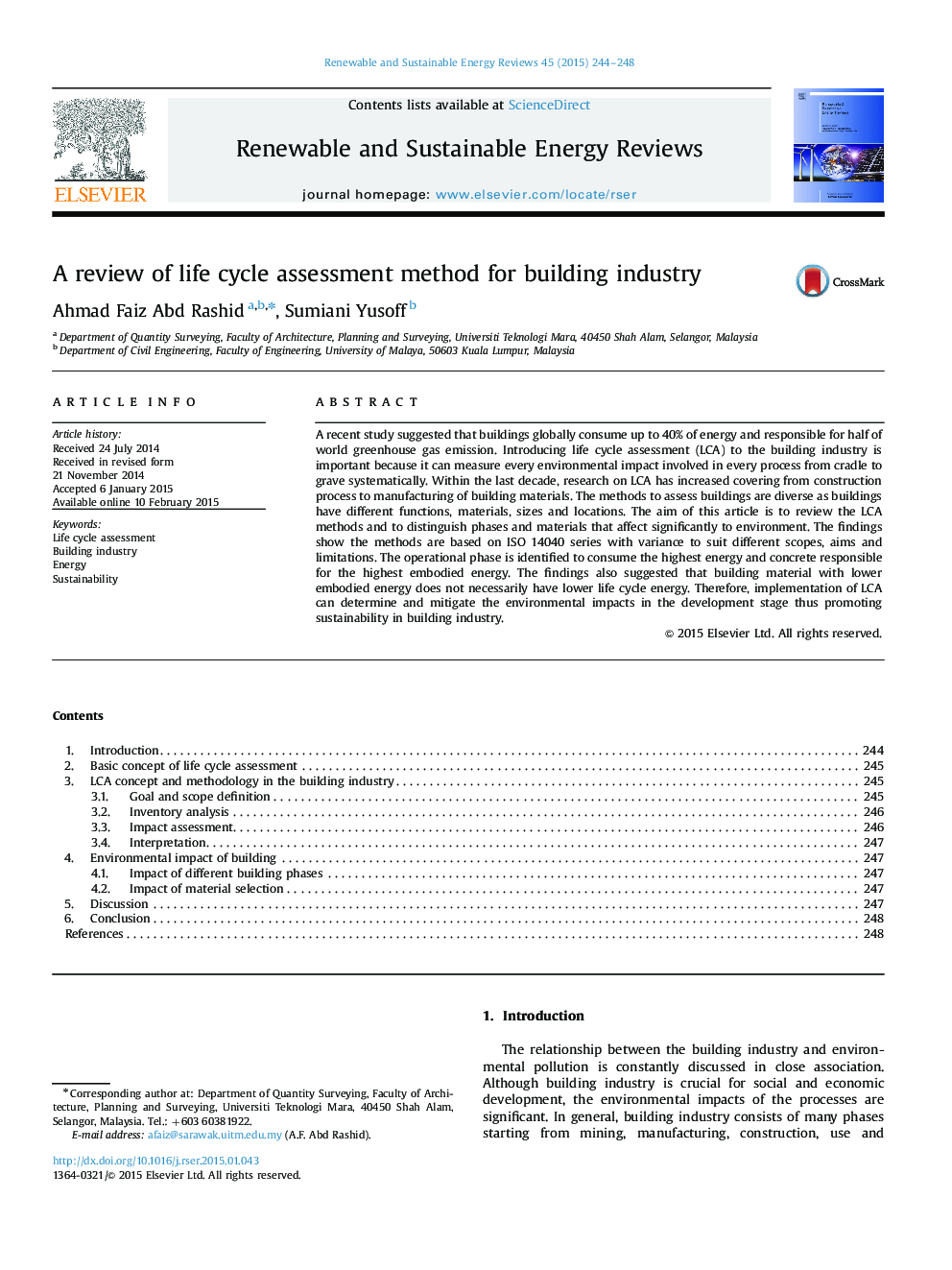 A review of life cycle assessment method for building industry