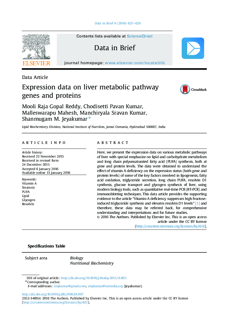 Expression data on liver metabolic pathway genes and proteins