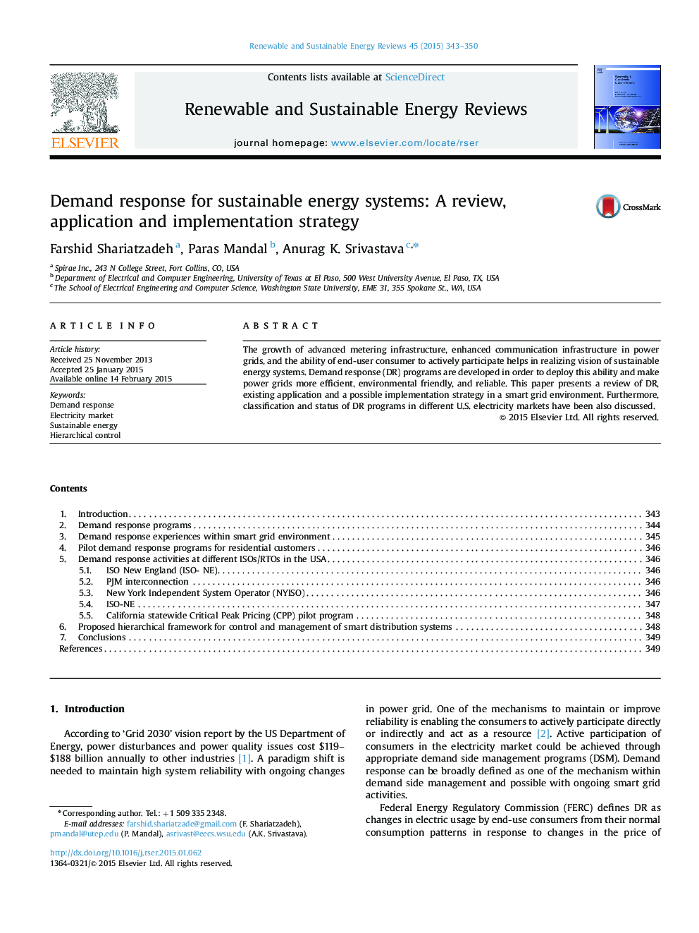 پاسخ تقاضا برای سیستم های انرژی پایدار: یک استراتژی بازبینی، کاربرد و پیاده سازی 