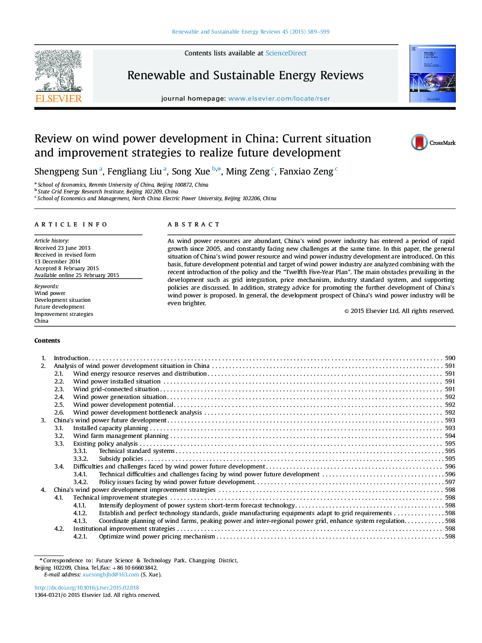 Review on wind power development in China: Current situation and improvement strategies to realize future development