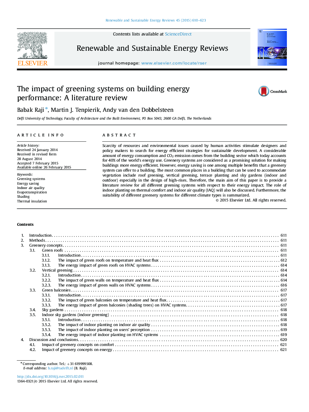 تأثیر سیستم های سبز سازی بر عملکرد انرژی ساختمان: بررسی ادبیات 