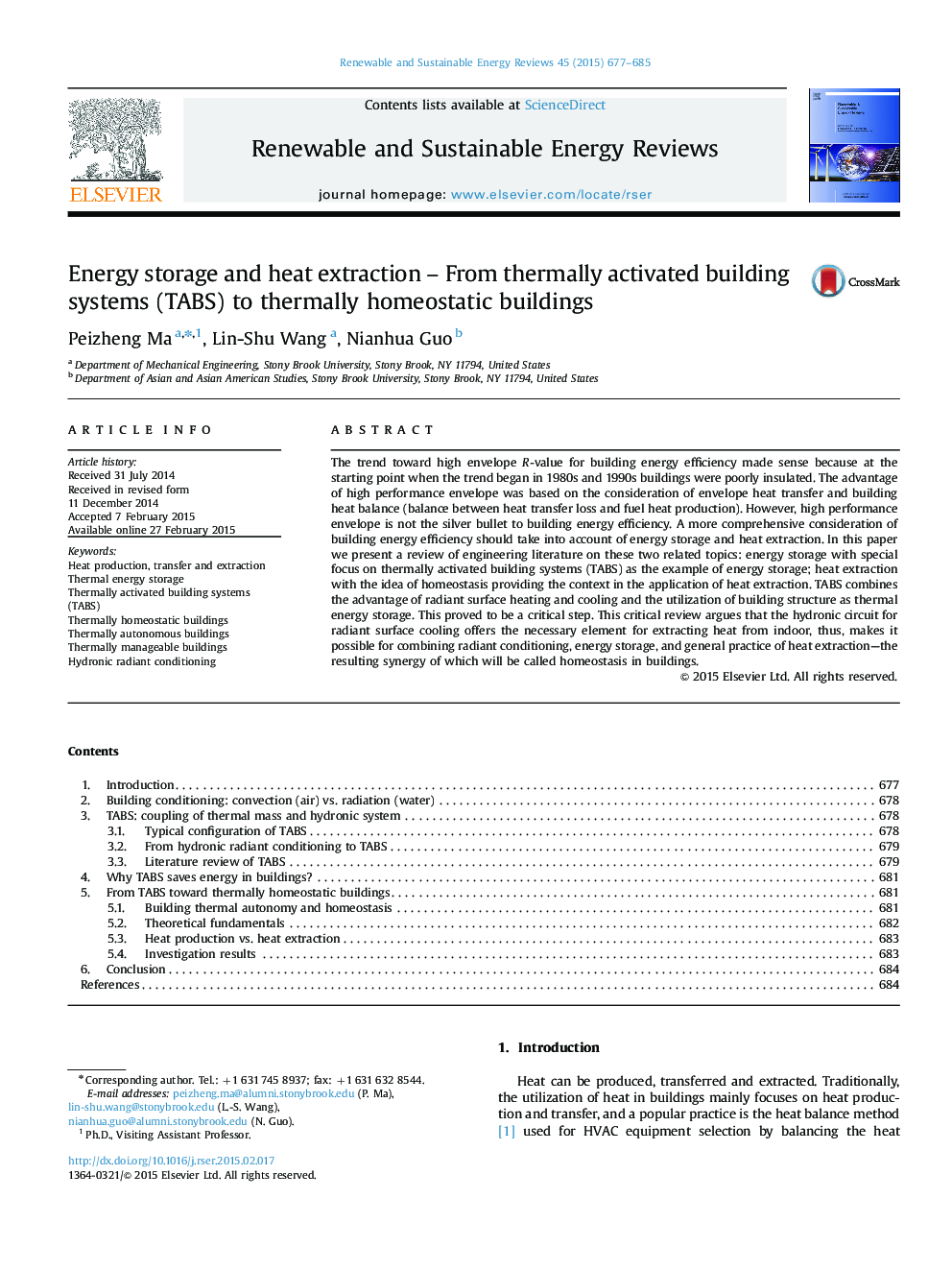 عکس صفحه اول مقاله: Energy storage and heat extraction – From thermally activated building systems (TABS) to thermally homeostatic buildings Energy storage and heat extraction – From thermally activated building systems (TABS) to thermally homeostatic buildings