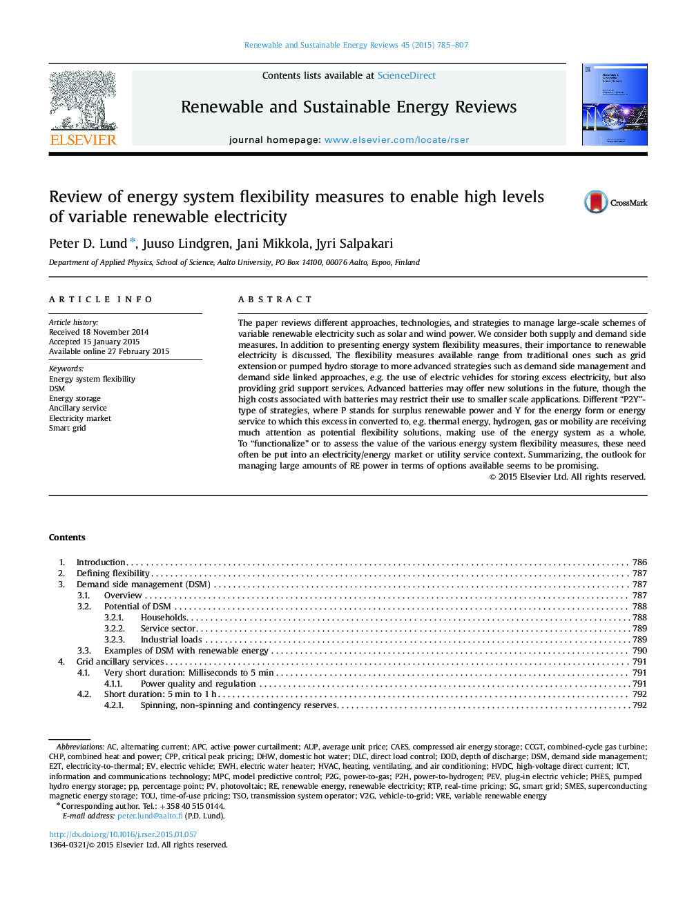Review of energy system flexibility measures to enable high levels of variable renewable electricity