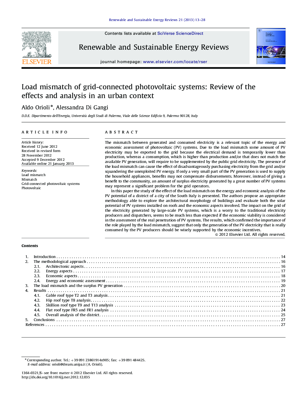 Load mismatch of grid-connected photovoltaic systems: Review of the effects and analysis in an urban context