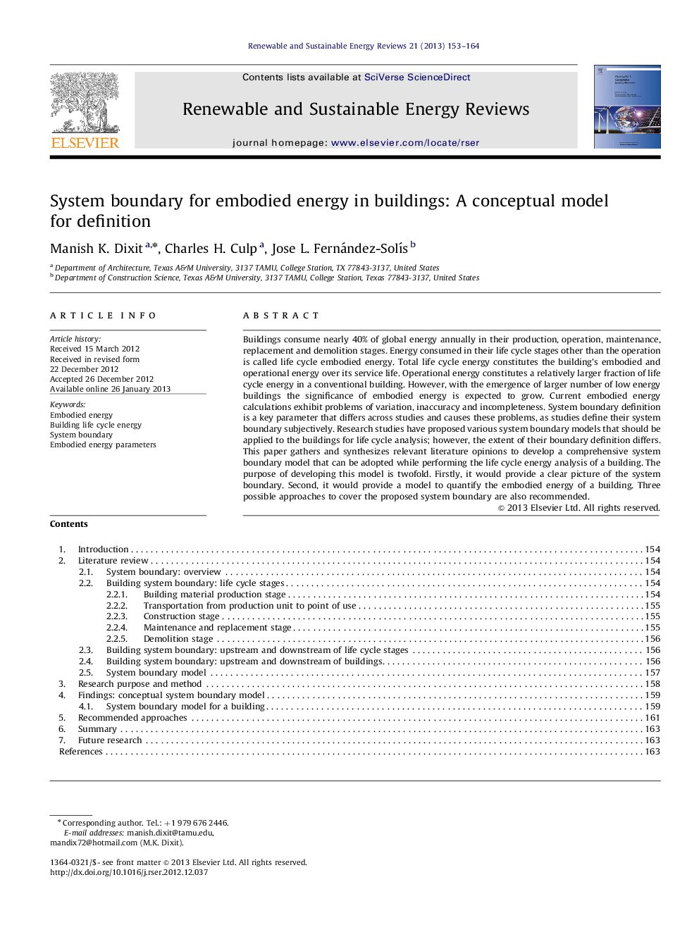 System boundary for embodied energy in buildings: A conceptual model for definition