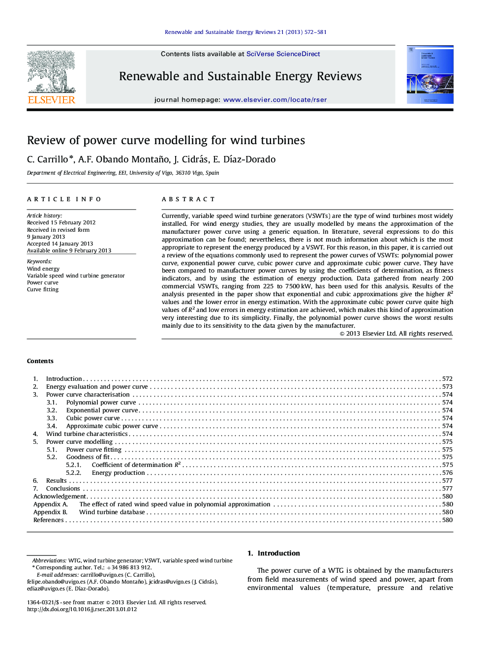 Review of power curve modelling for wind turbines