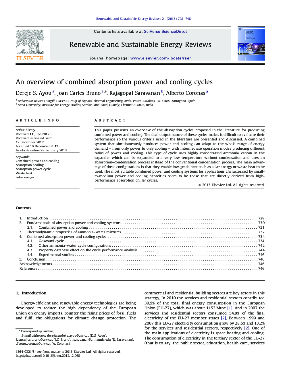 An overview of combined absorption power and cooling cycles