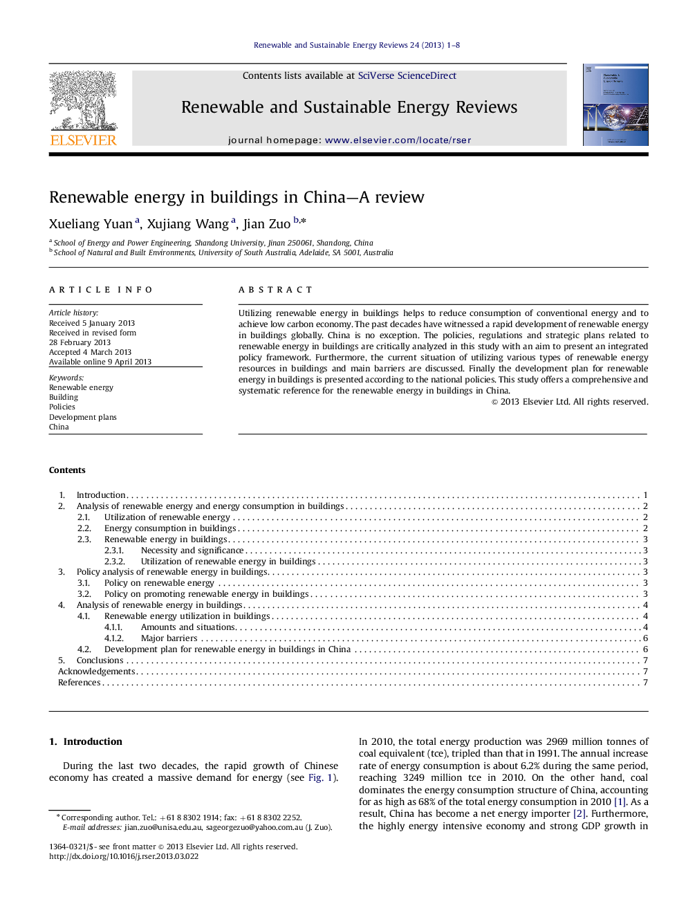 Renewable energy in buildings in China—A review