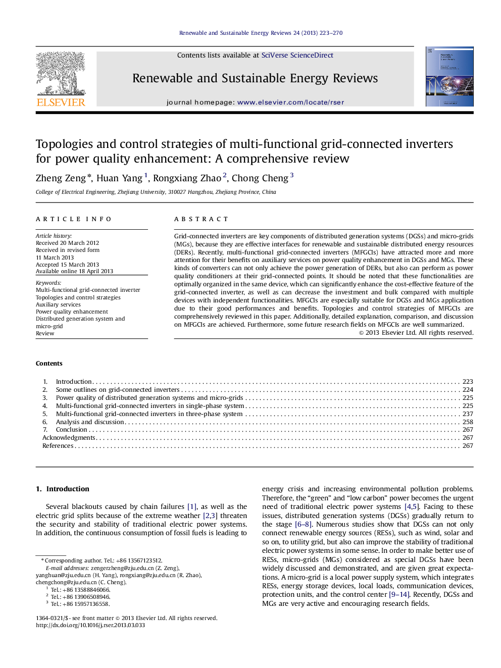 Topologies and control strategies of multi-functional grid-connected inverters for power quality enhancement: A comprehensive review