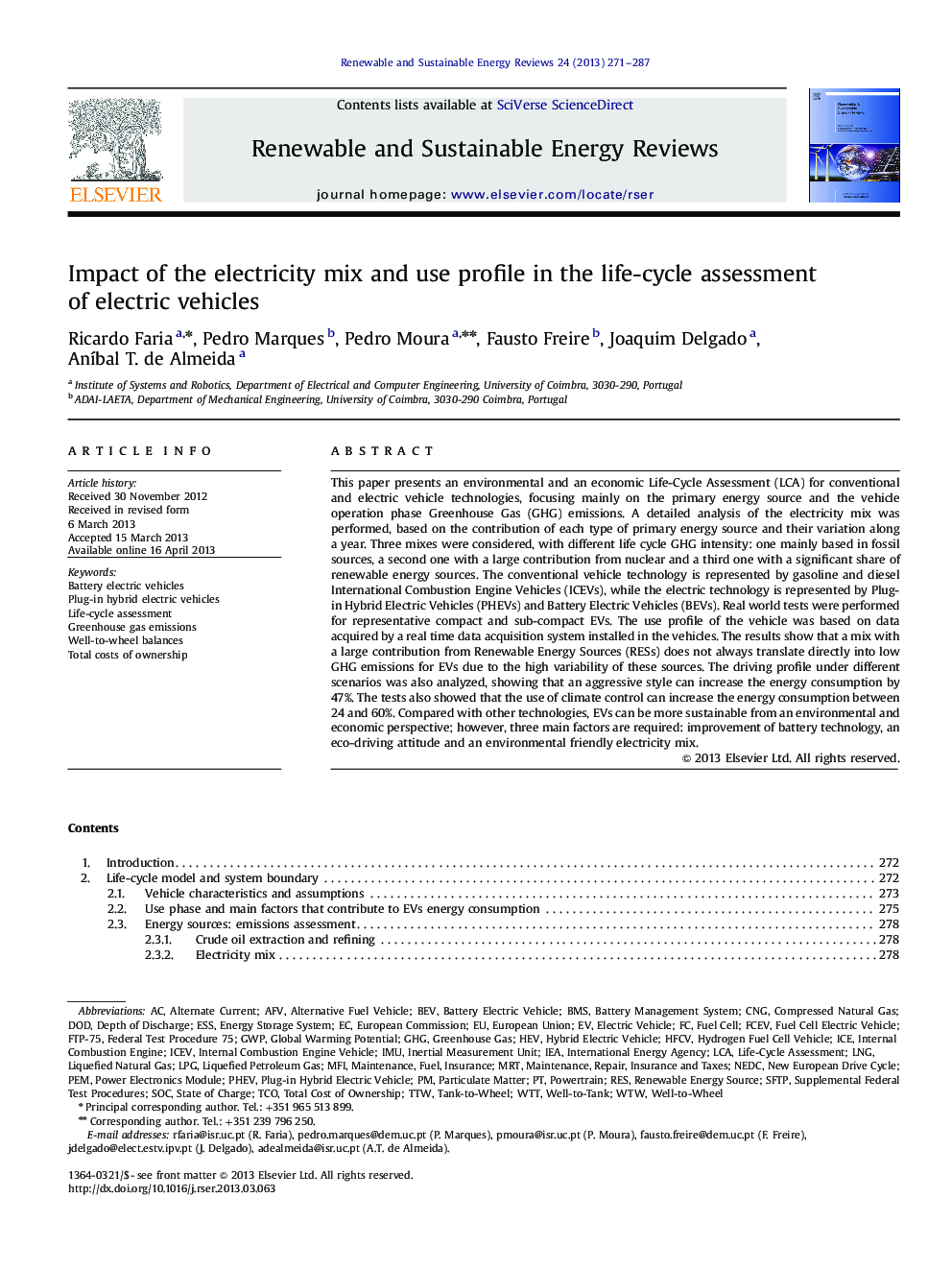 Impact of the electricity mix and use profile in the life-cycle assessment of electric vehicles