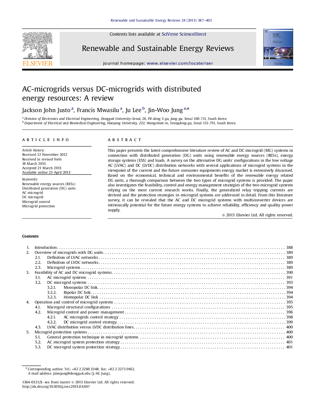 AC-microgrids versus DC-microgrids with distributed energy resources: A review