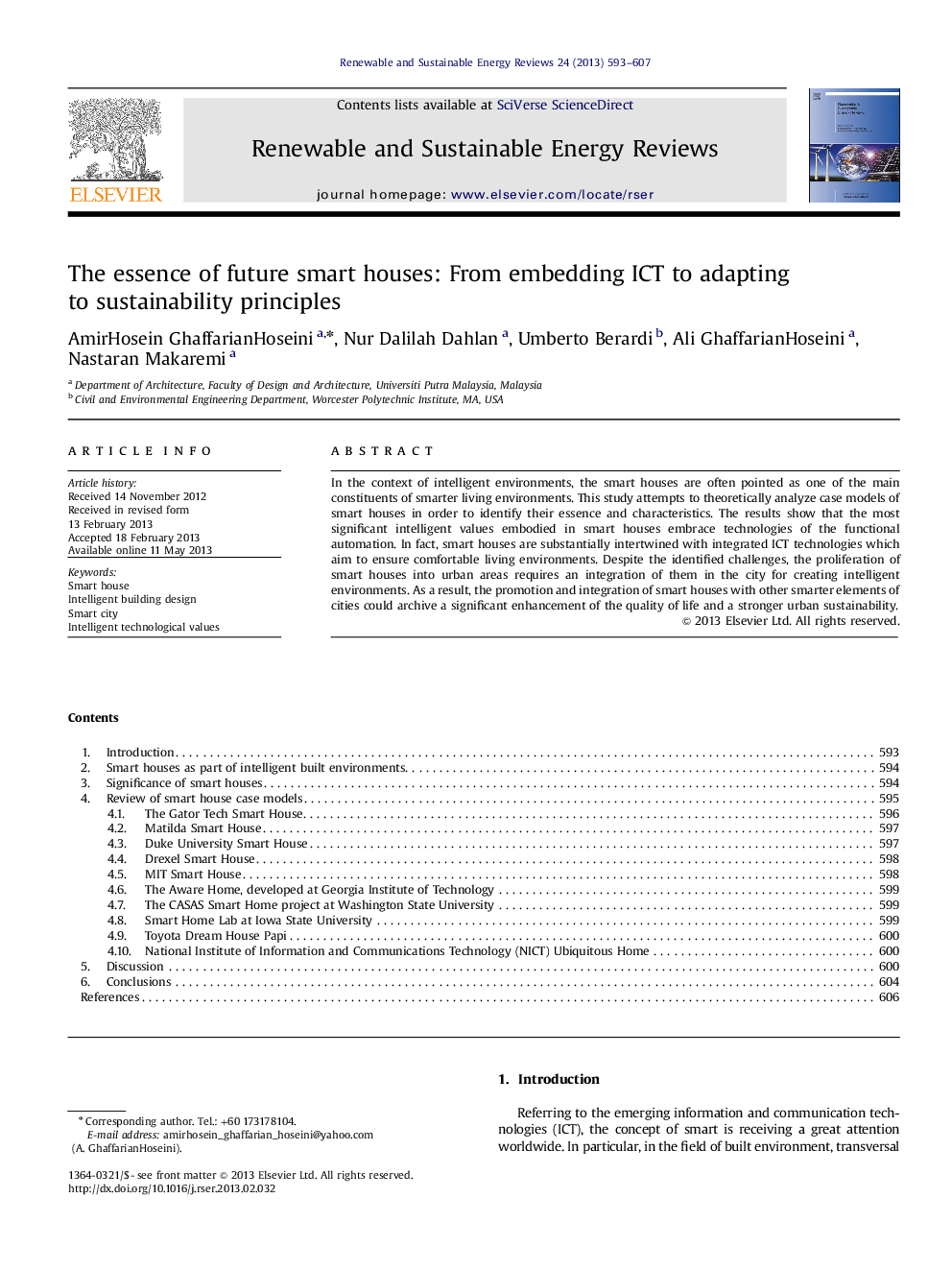 The essence of future smart houses: From embedding ICT to adapting to sustainability principles