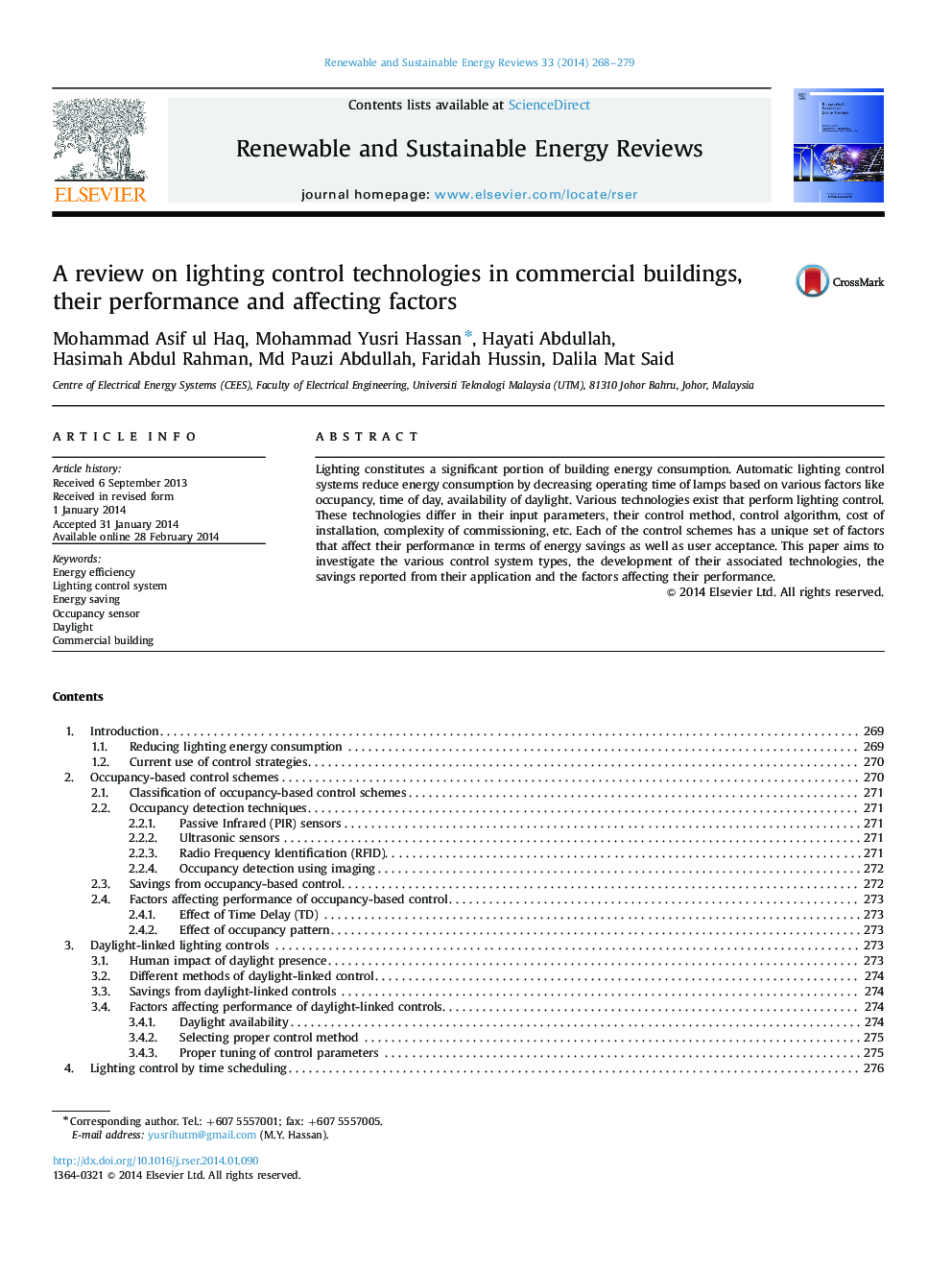 A review on lighting control technologies in commercial buildings, their performance and affecting factors