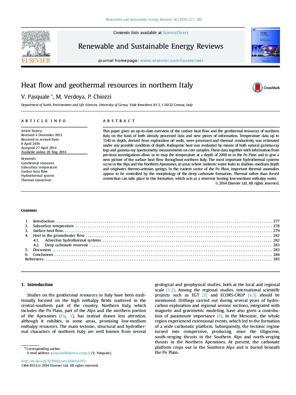 Heat flow and geothermal resources in northern Italy