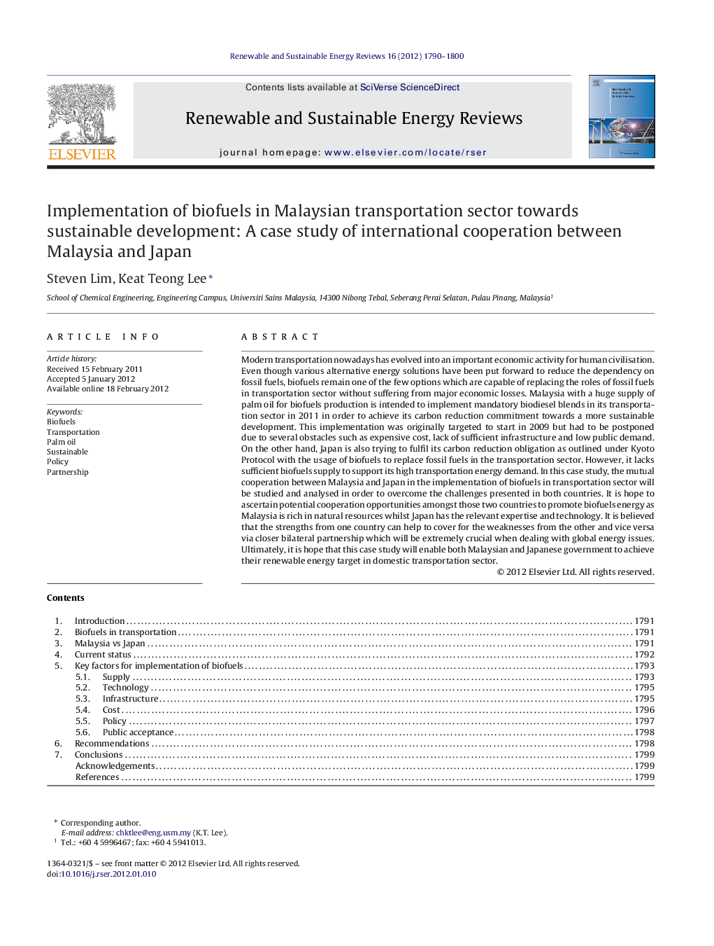 Implementation of biofuels in Malaysian transportation sector towards sustainable development: A case study of international cooperation between Malaysia and Japan