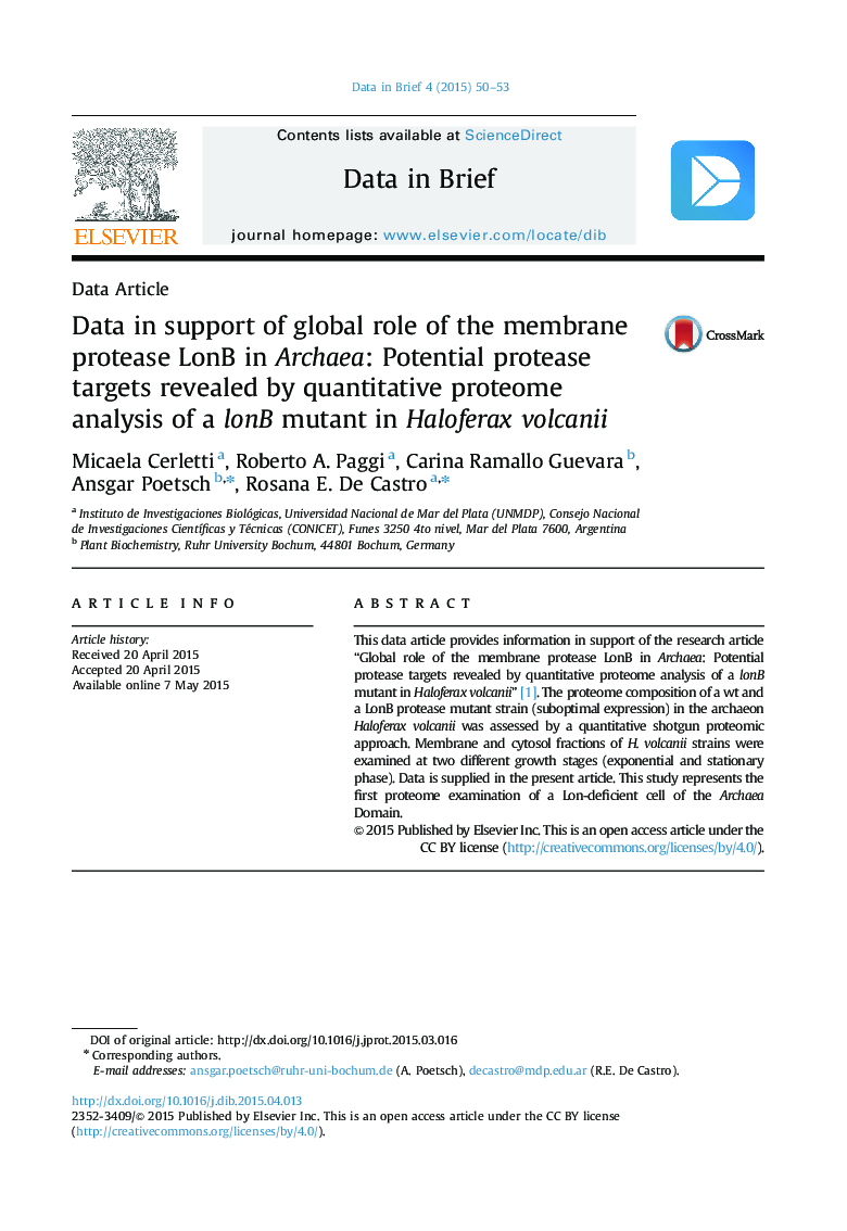 Data in support of global role of the membrane protease LonB in Archaea: Potential protease targets revealed by quantitative proteome analysis of a lonB mutant in Haloferax volcanii