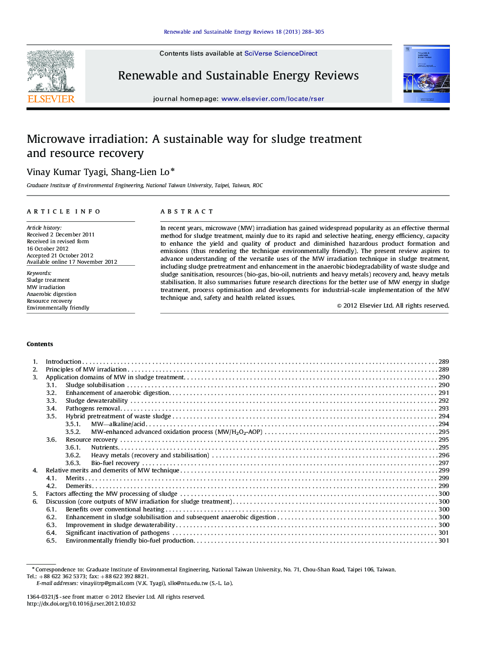 Microwave irradiation: A sustainable way for sludge treatment and resource recovery