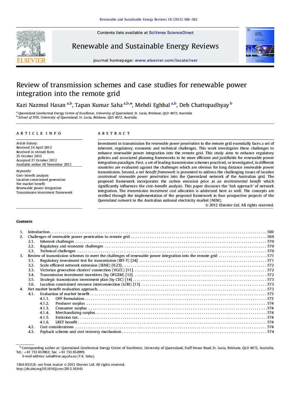 عکس صفحه اول مقاله: Review of transmission schemes and case studies for renewable power integration into the remote grid Review of transmission schemes and case studies for renewable power integration into the remote grid