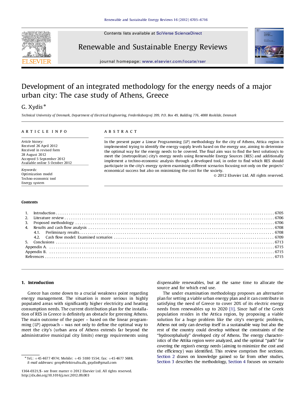 Development of an integrated methodology for the energy needs of a major urban city: The case study of Athens, Greece