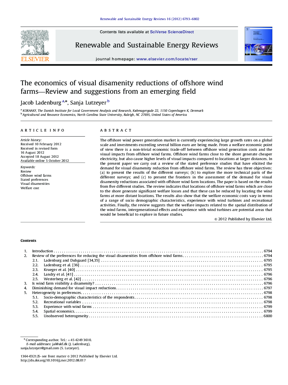 The economics of visual disamenity reductions of offshore wind farms—Review and suggestions from an emerging field