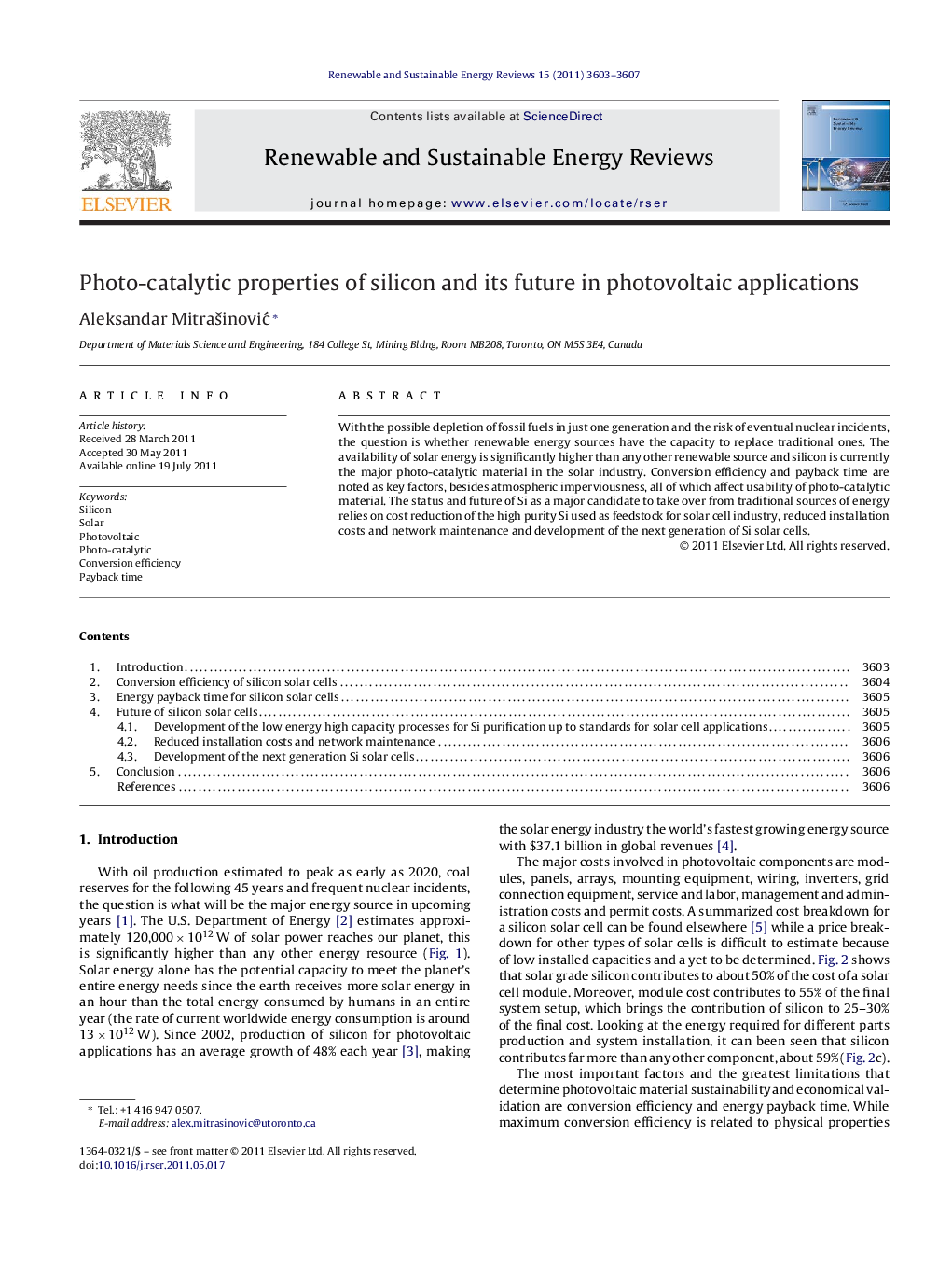 Photo-catalytic properties of silicon and its future in photovoltaic applications