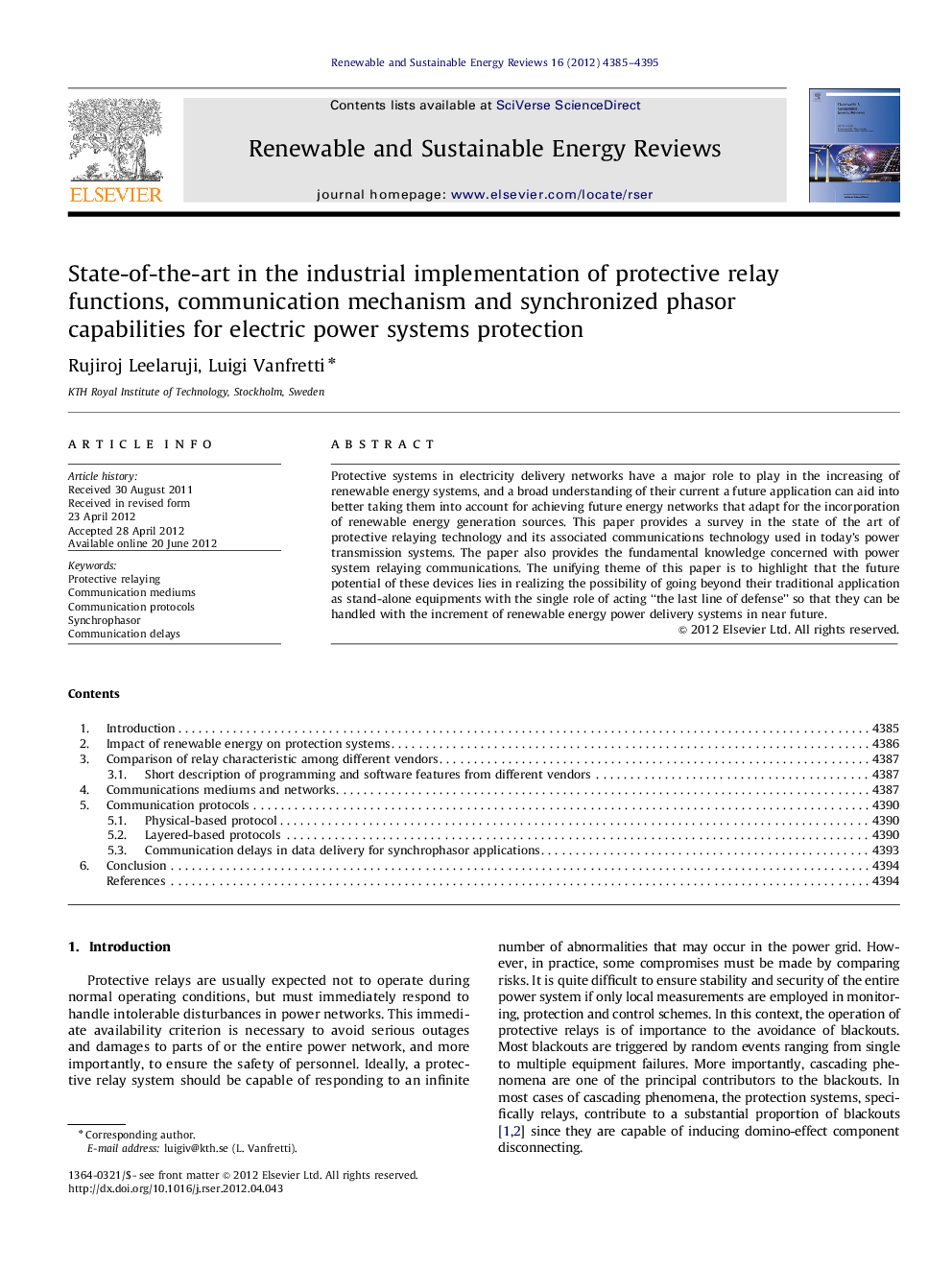 State-of-the-art in the industrial implementation of protective relay functions, communication mechanism and synchronized phasor capabilities for electric power systems protection