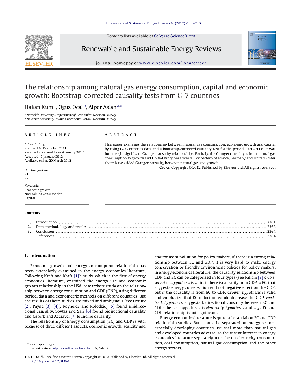 The relationship among natural gas energy consumption, capital and economic growth: Bootstrap-corrected causality tests from G-7 countries