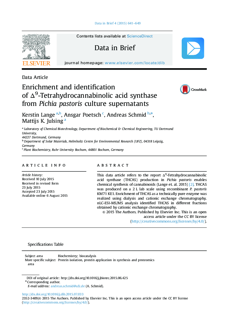 Enrichment and identification of Δ9-Tetrahydrocannabinolic acid synthase from Pichia pastoris culture supernatants