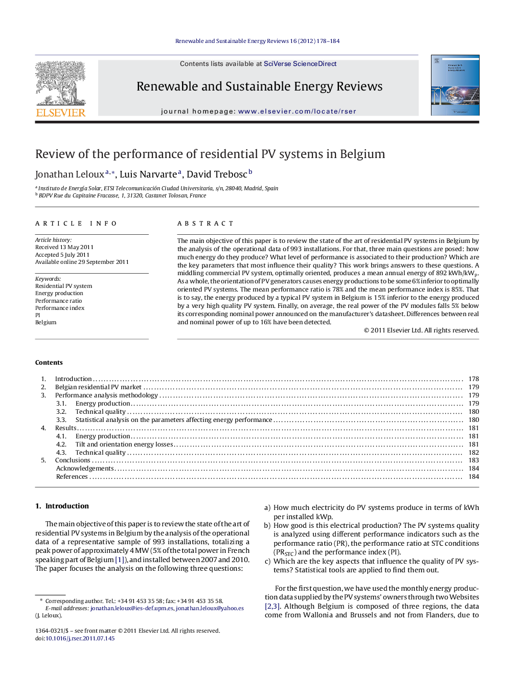 Review of the performance of residential PV systems in Belgium