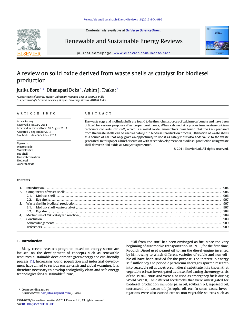 A review on solid oxide derived from waste shells as catalyst for biodiesel production