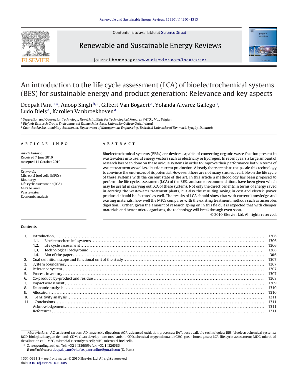 An introduction to the life cycle assessment (LCA) of bioelectrochemical systems (BES) for sustainable energy and product generation: Relevance and key aspects