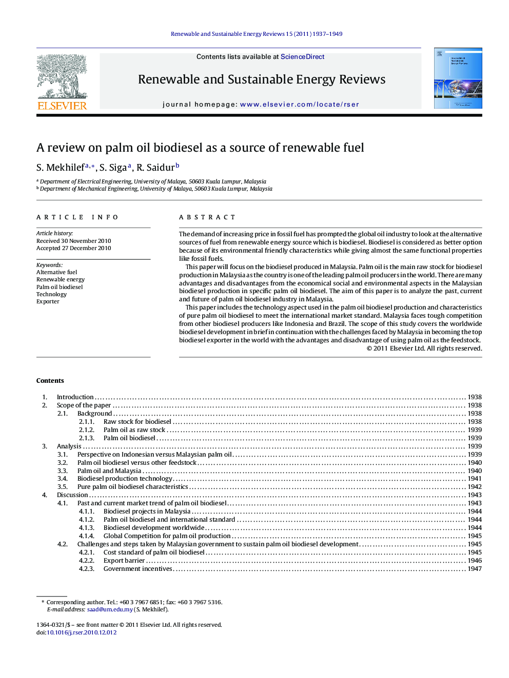 A review on palm oil biodiesel as a source of renewable fuel