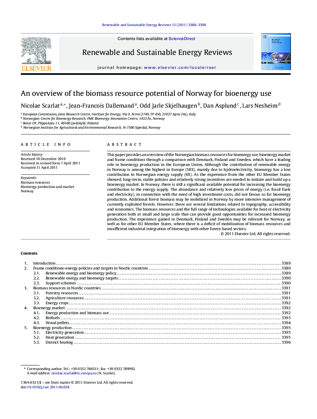 An overview of the biomass resource potential of Norway for bioenergy use