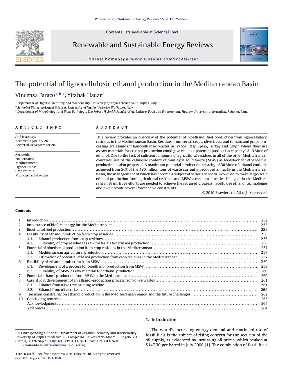 The potential of lignocellulosic ethanol production in the Mediterranean Basin