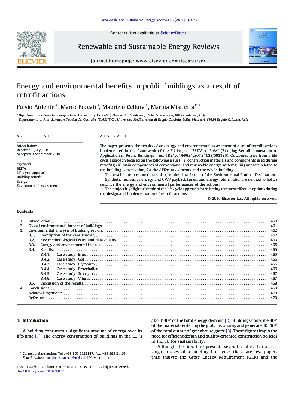 Energy and environmental benefits in public buildings as a result of retrofit actions