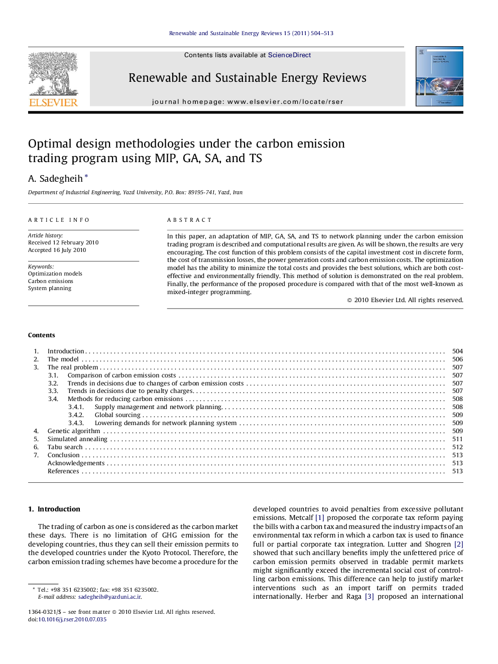 Optimal design methodologies under the carbon emission trading program using MIP, GA, SA, and TS