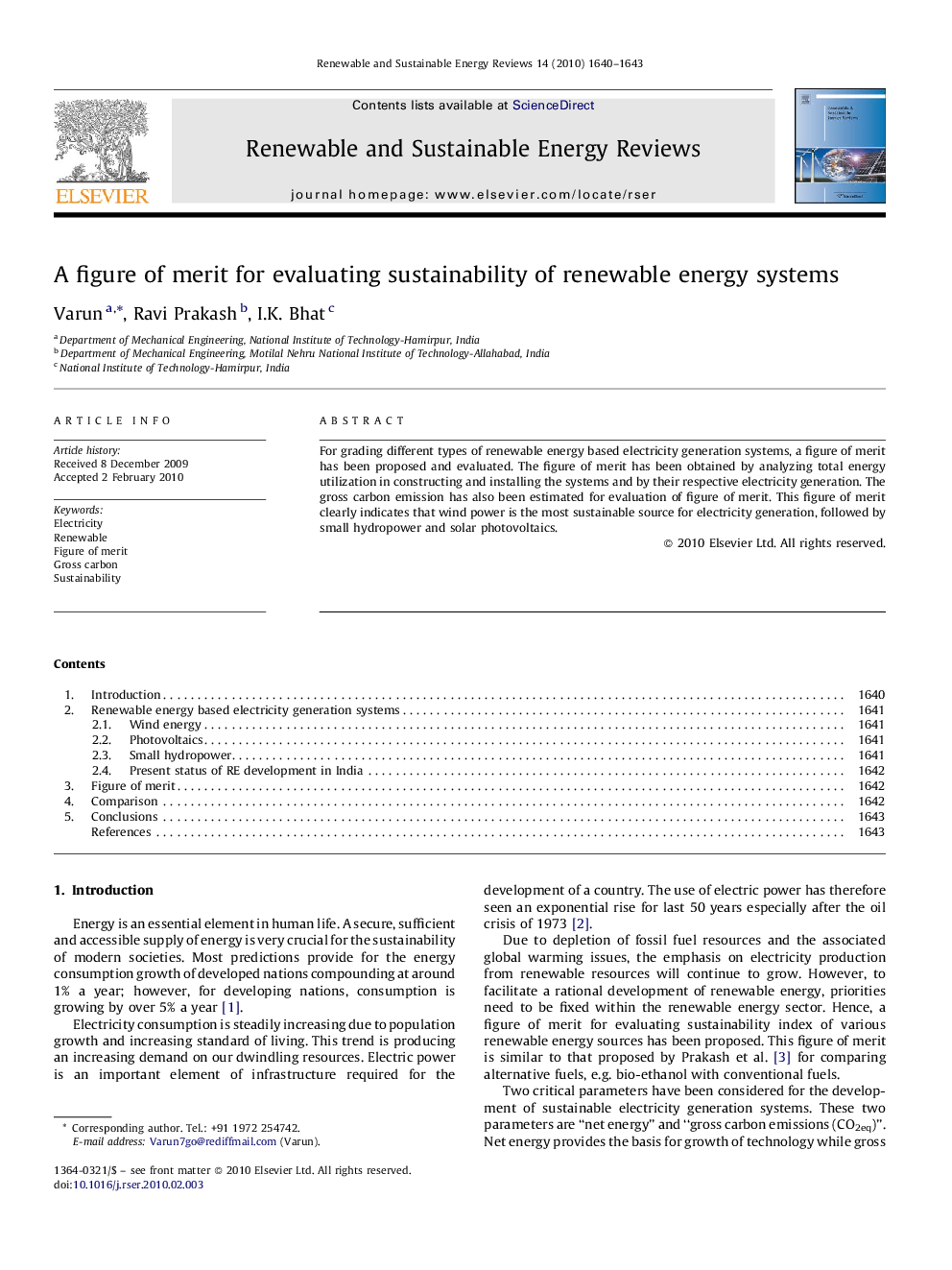 A figure of merit for evaluating sustainability of renewable energy systems