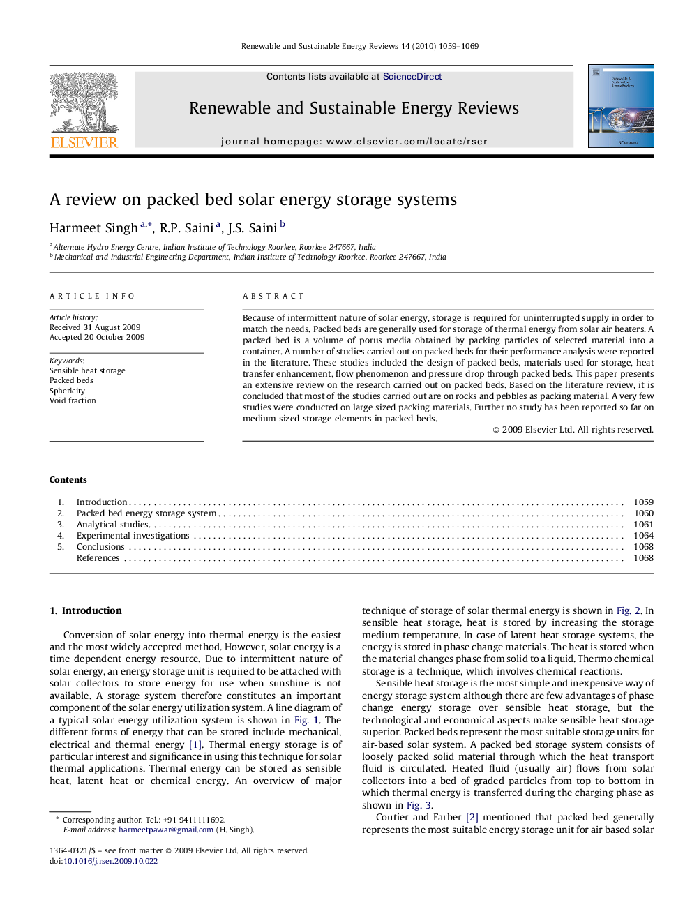 A review on packed bed solar energy storage systems