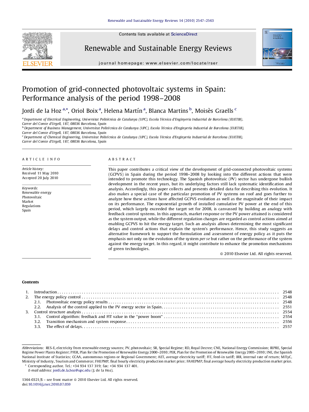 Promotion of grid-connected photovoltaic systems in Spain: Performance analysis of the period 1998–2008