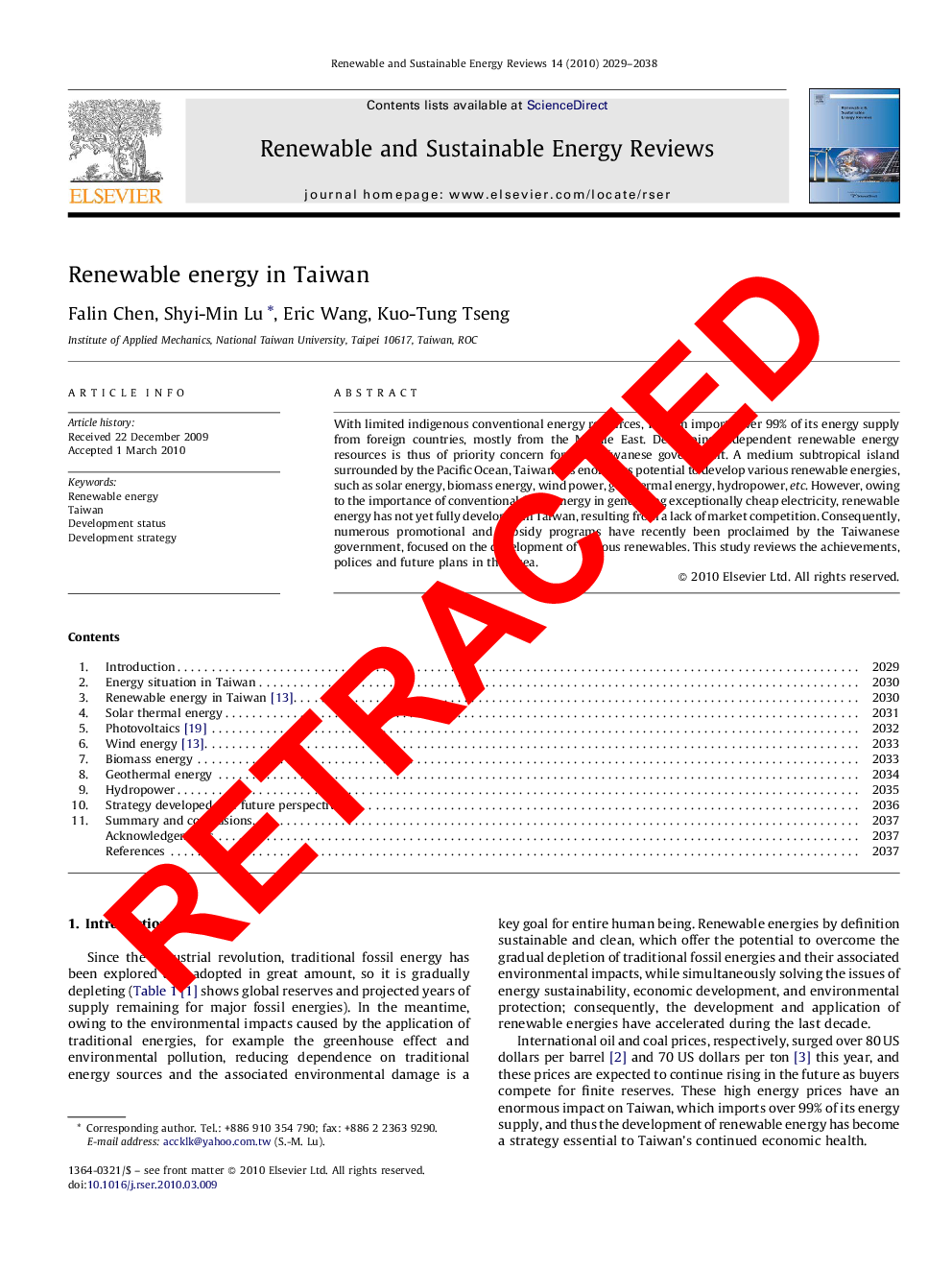 RETRACTED: Renewable energy in Taiwan