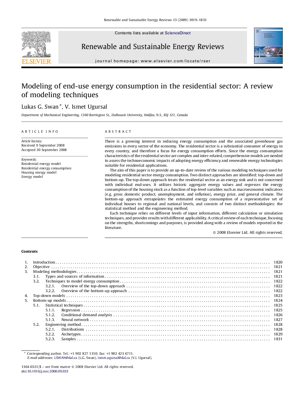 عکس صفحه اول مقاله: Modeling of end-use energy consumption in the residential sector: A review of modeling techniques Modeling of end-use energy consumption in the residential sector: A review of modeling techniques