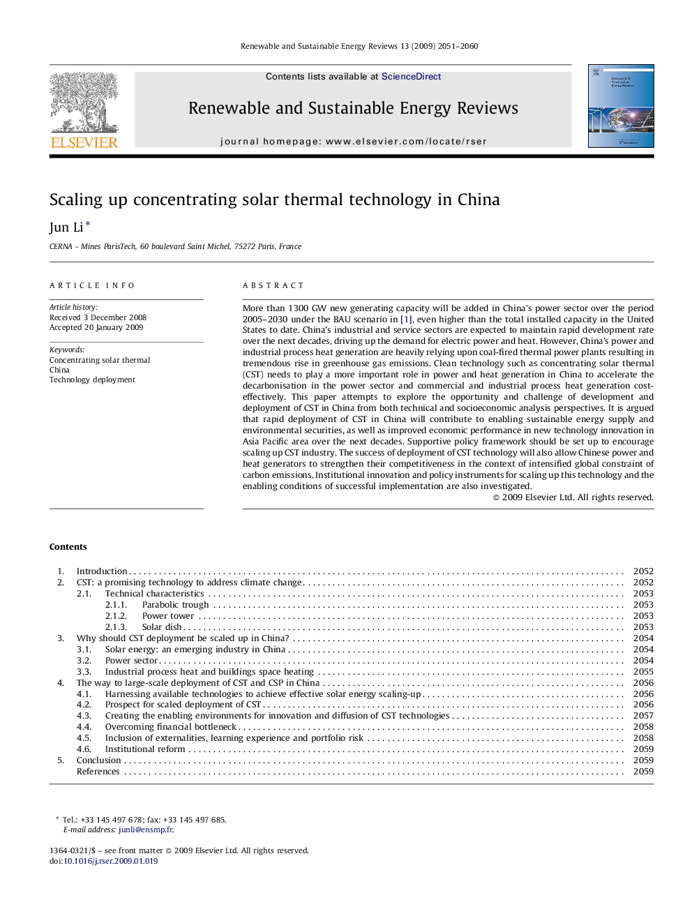 عکس صفحه اول مقاله: Scaling up concentrating solar thermal technology in China Scaling up concentrating solar thermal technology in China
